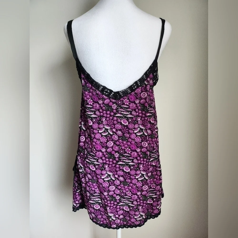 Rare Vintage Y2K Anna Sui Tank Top | Silk Floral Lace Cut Out Butterfly Camisole - Picture 4 of 9
